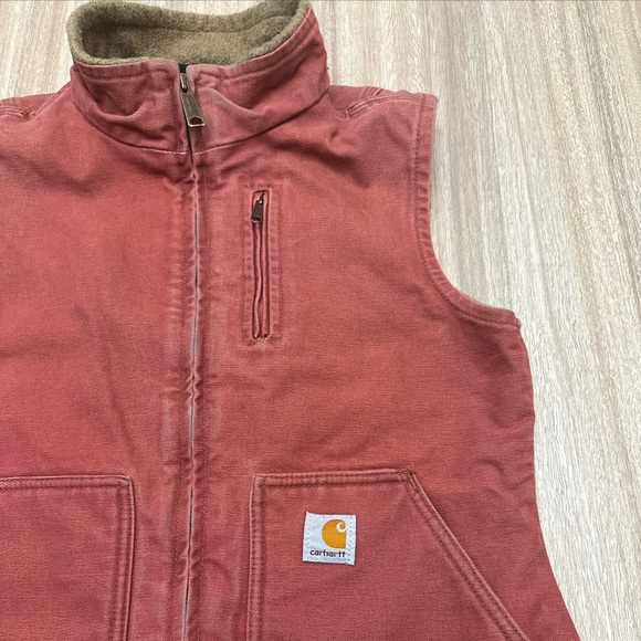 Vintage Carhartt Sherpa Lined Vest WV001 VRS Womens extra small Dusty Rose Pink - Picture 8 of 11